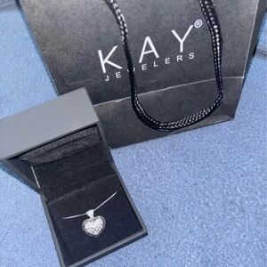 Heart Locket Necklace 1/20 ct tw Diamonds Sterling Silver